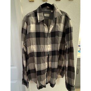Lacoste Plaid Men’s Button Down Large Grey